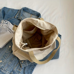 Large Canvas Tote Bag with Zipper, Versatile Shoulder Bag