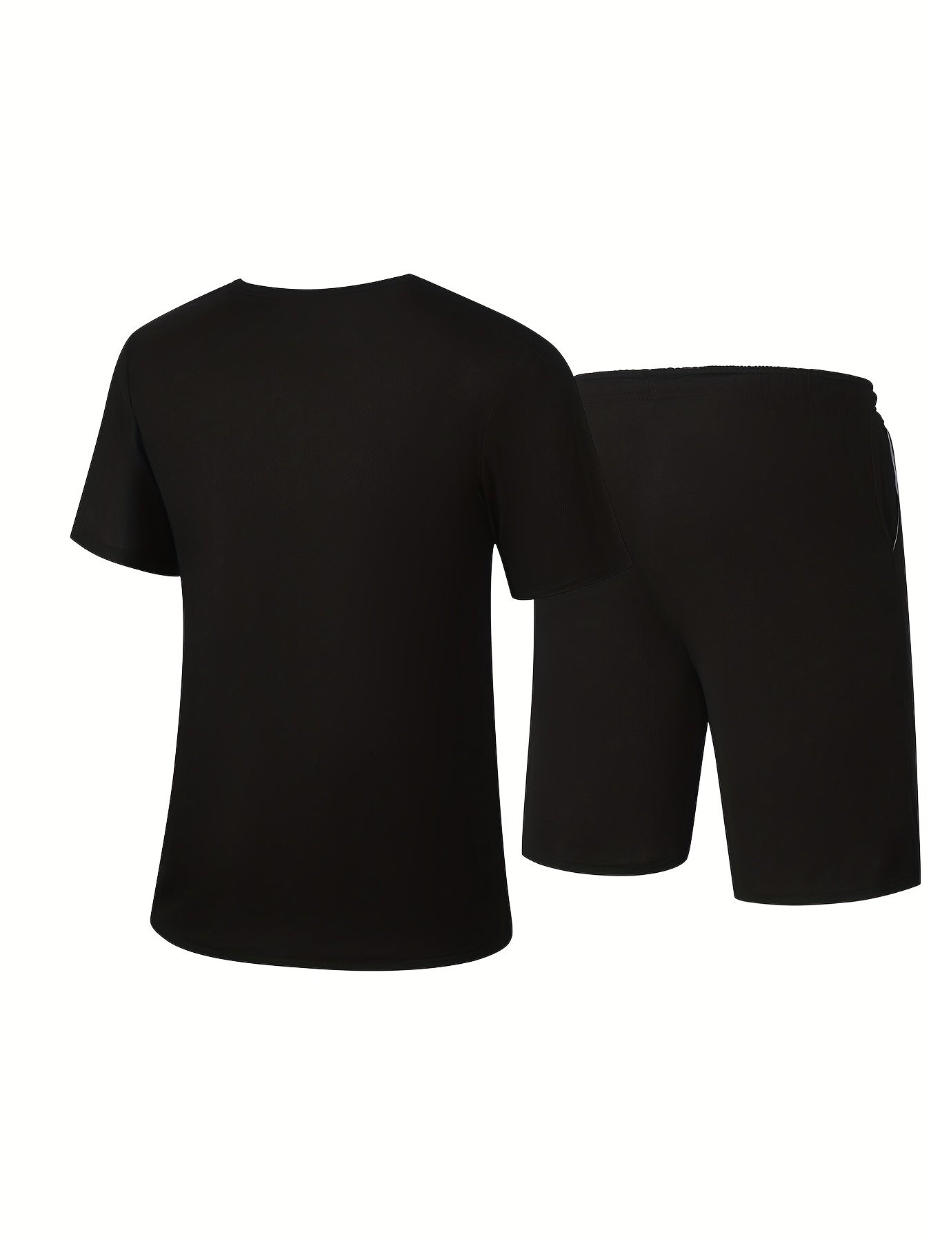 Men's Letter Print T shirt & Casual Stretch Shorts