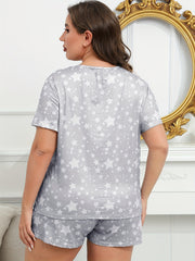  Star Print Tee & Shorts Set for Women