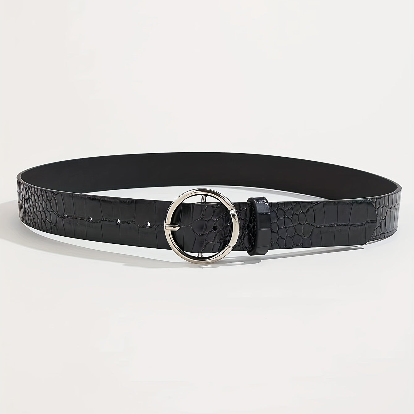 Classic Round Pin Buckle Belt PU Leather Belt For Women