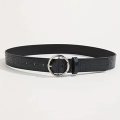 Classic Round Pin Buckle Belt PU Leather Belt For Women