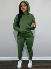 Casual Drawstring Pantsuits Two piece Set
