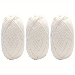 3pcs Solid Colored Yarn for Knitting & Crocheting, Cotton Nylon Blended