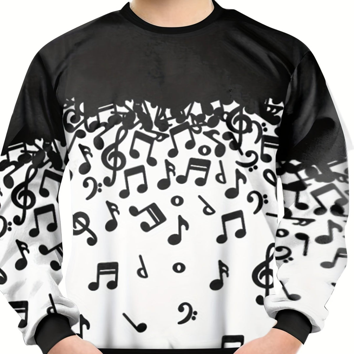 Teens 3D Musical Notes Sweatshirt Casual Pullover Street Wear