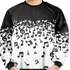 Teens 3D Musical Notes Sweatshirt Casual Pullover Street Wear