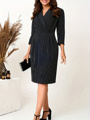  Women's Stripe Print Bodycon Dress
