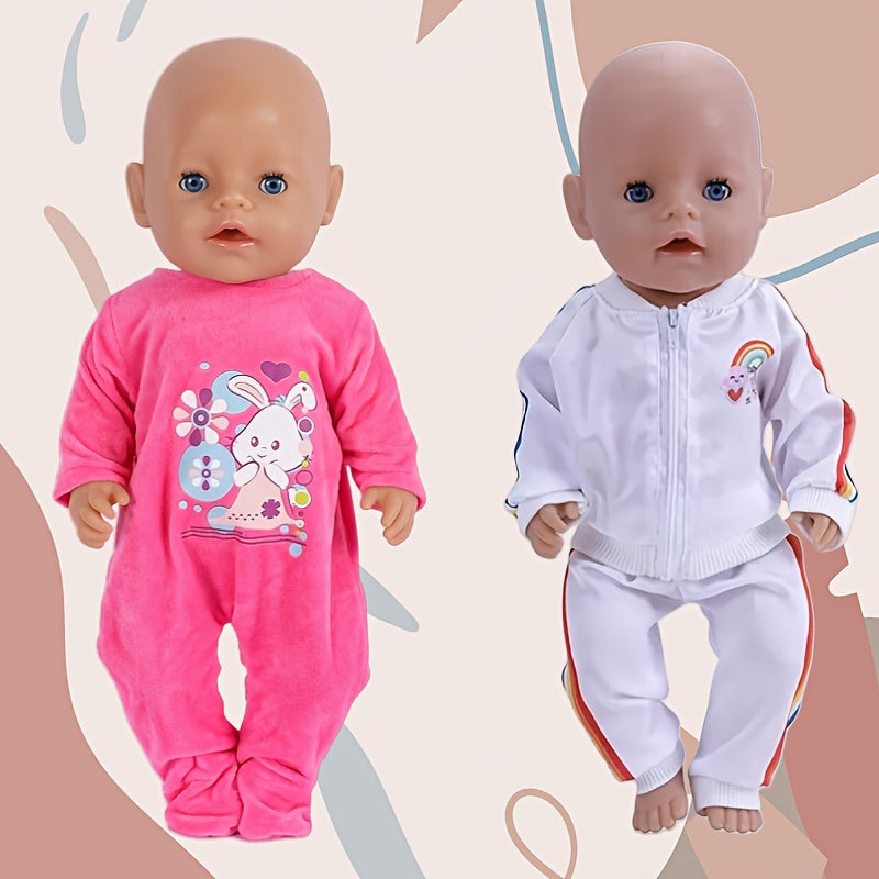 Doll Clothes Set for 18" Dolls - Rabbit Suit and Rainbow Costume
