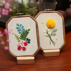 Floral Octagonal Embroidery Kit for Beginners - Cross Stitch Craft Kit