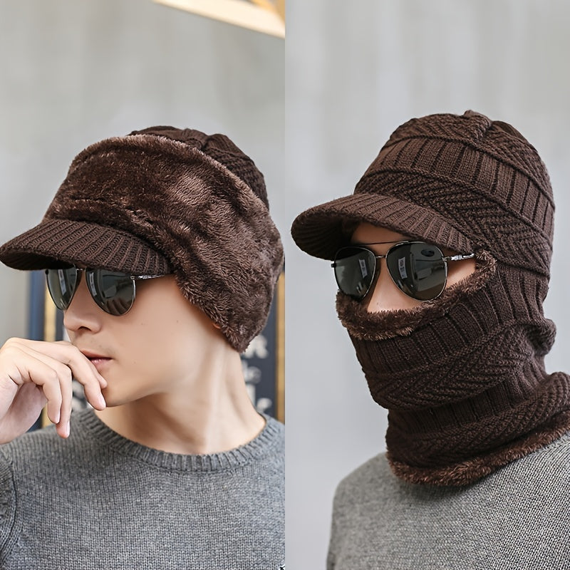 Men's Winter Fleece Beanie Scarf Set