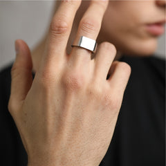Vintage Stainless Steel Square Ring for Men