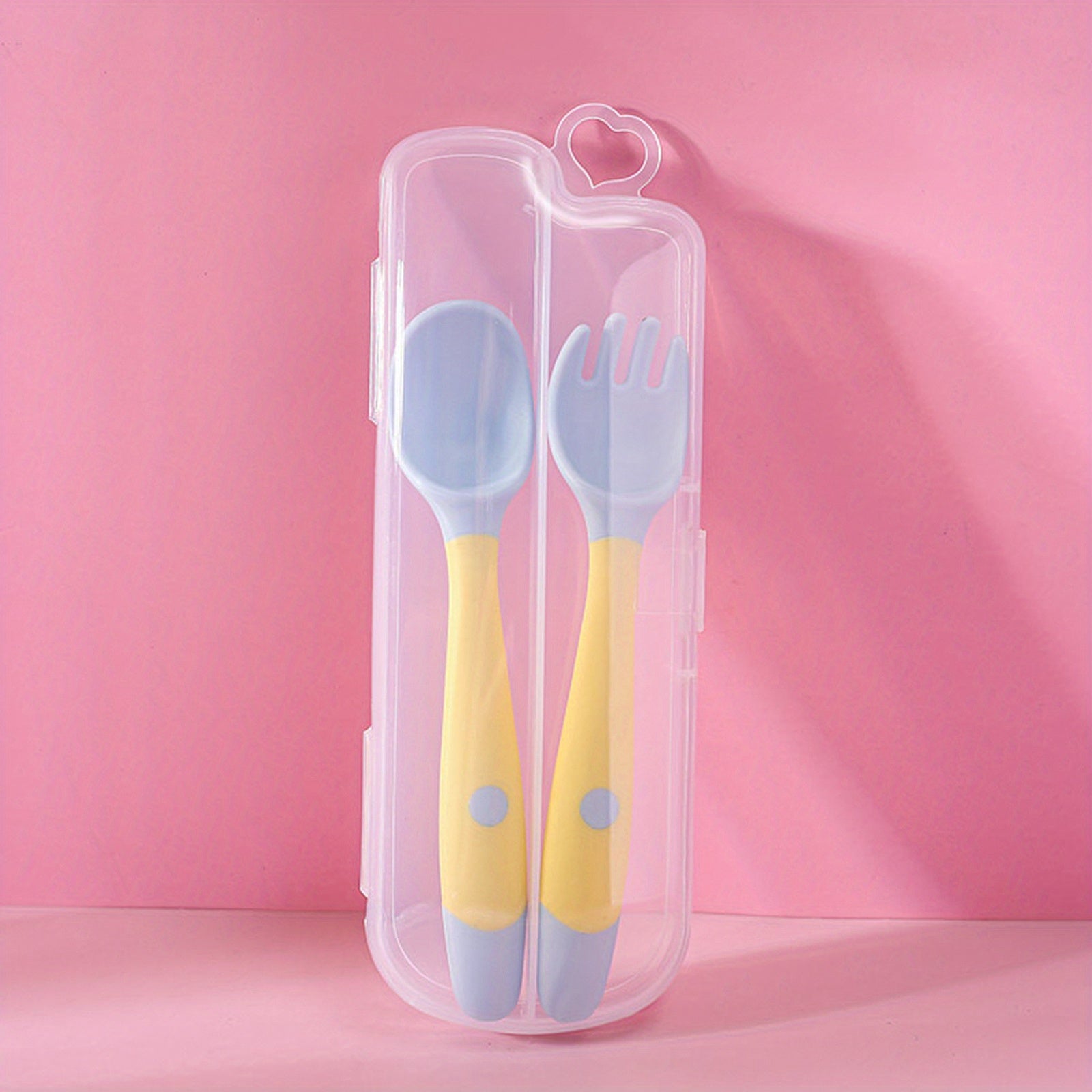 3pcs Baby Fork and Spoon Set with Travel Case Bendable Twist Training Eating