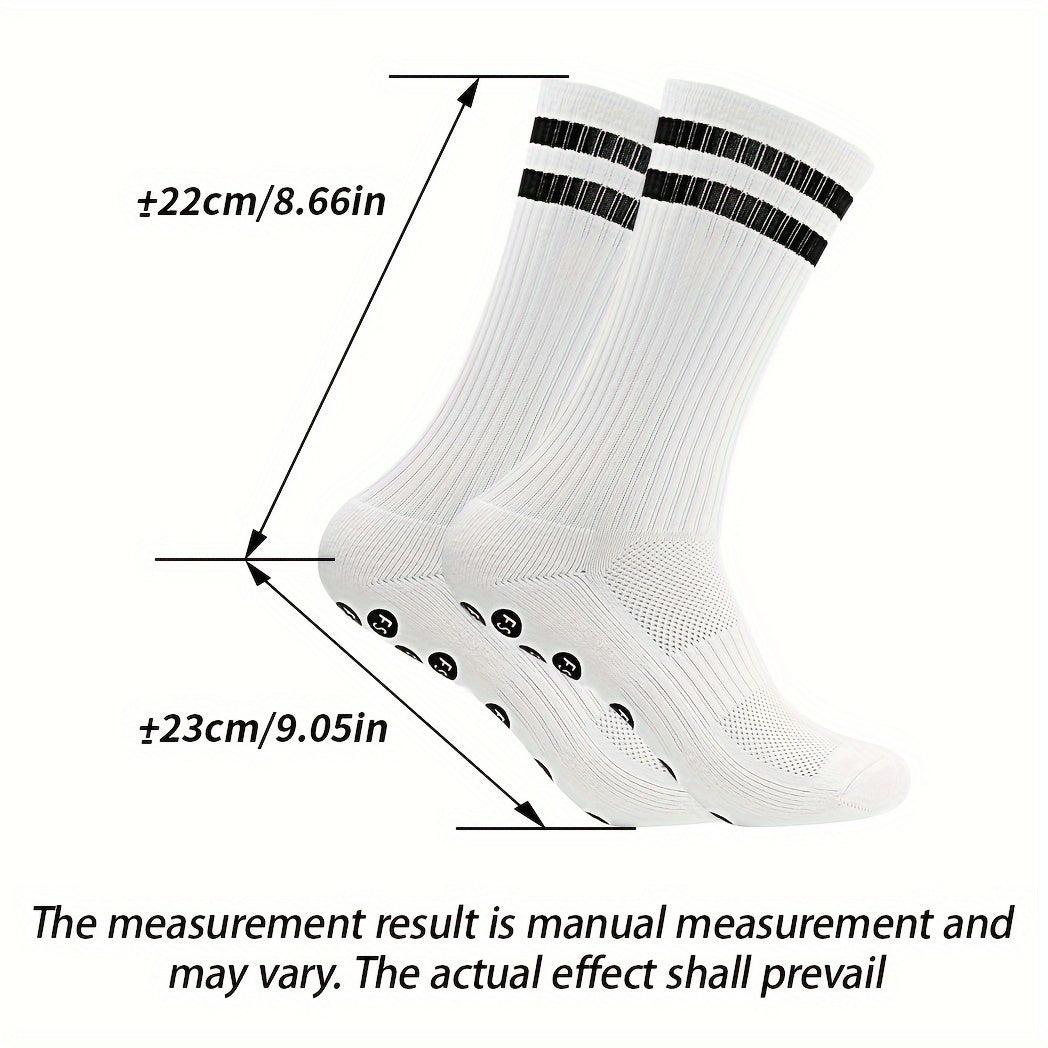 2 Pairs Men's Striped Sport Socks Nylon Blend Breathable for Training Running