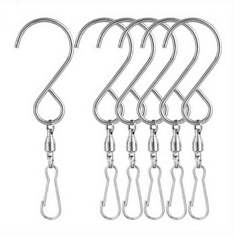 6pcs Rotating Wind Chime Hooks Stainless Steel for Hanging