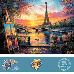 1000pcs Mini Jigsaw Puzzle Sunset Eiffel Tower Bridge Autumn