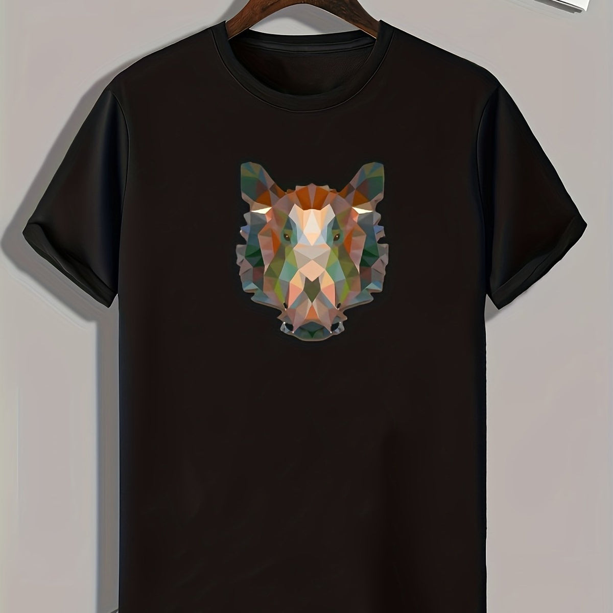 Geometric Animal Print Men's Comfy T-shirt Active Stretch Tee for Summer
