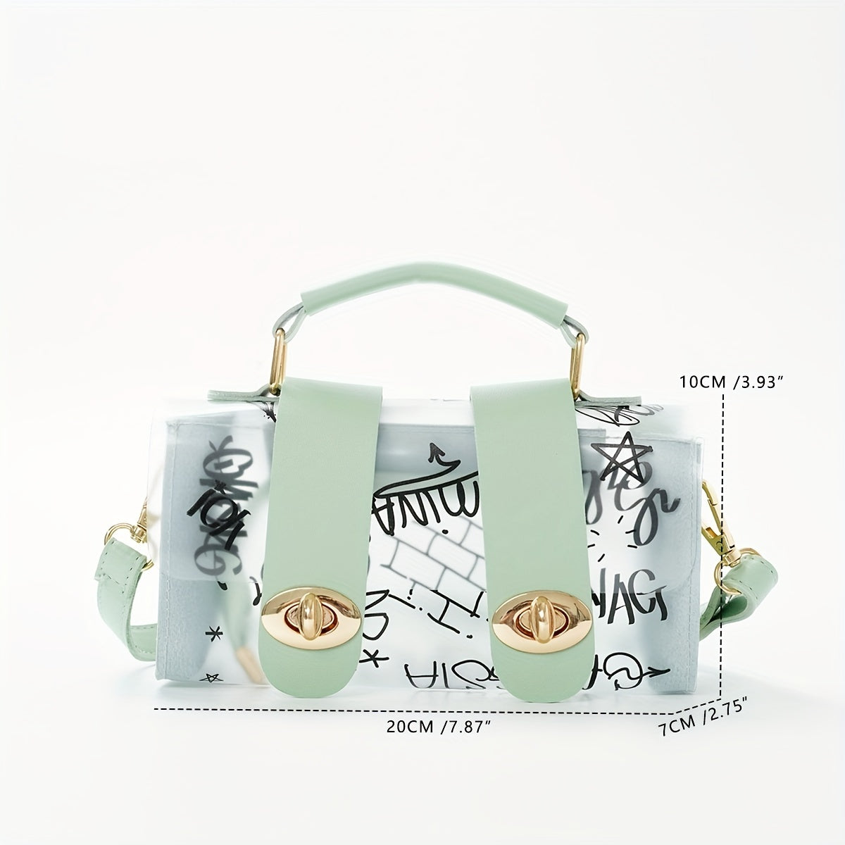Graffiti Pattern Crossbody Bag Transparent Jelly Shoulder Bag