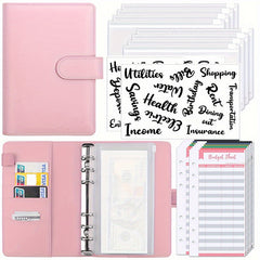 23pcs A6 Leather Notebook with 8 Zipper Pockets Detachable Label Handbook