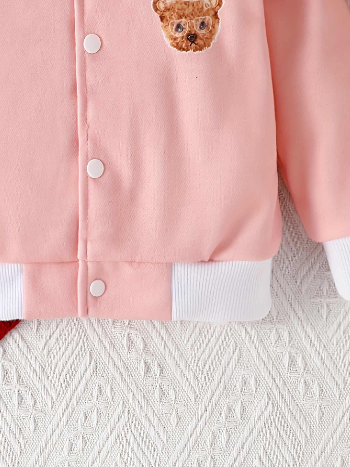 Casual Coat Baby Girl Bear Print Open Button Baseball Jersey
