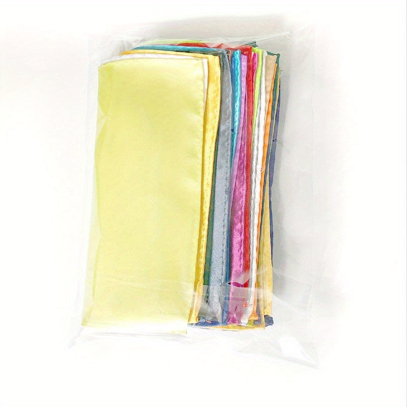 26-Piece Men's Solid Satin Pocket Square Handkerchief Set For Wedding Party
