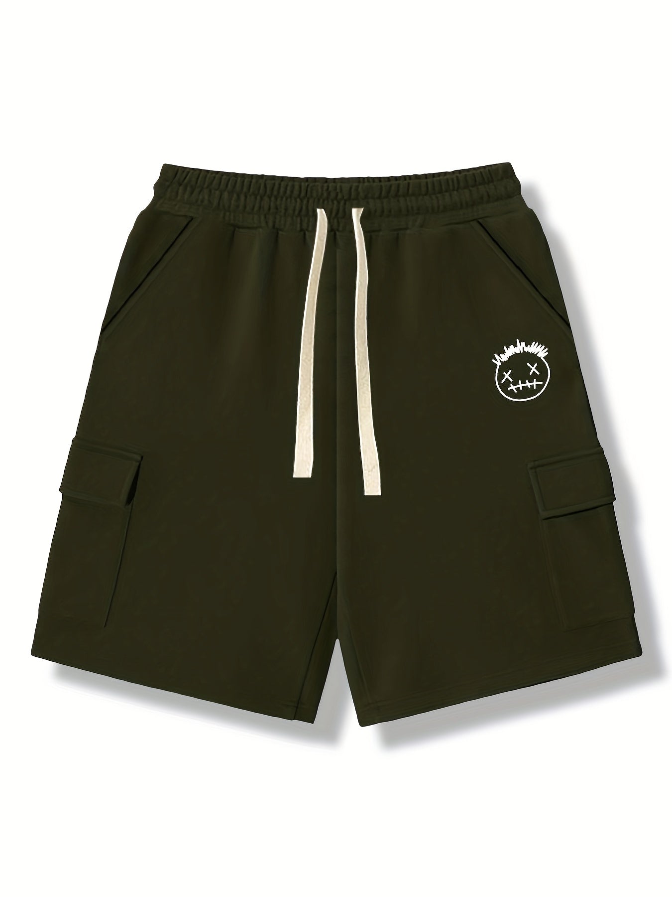 Men's Casual Cargo Shorts Solid Stretch Elastic Waist Drawstring Shorts