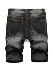 Men's Distressed Denim Shorts Slim Fit Stretch Jeans