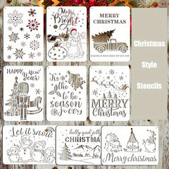 9pcs Big Size Christmas Stencils For DIY Drawing Template