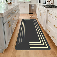 Golden Lines Print Kitchen Mat Anti-fatigue Runner Rug