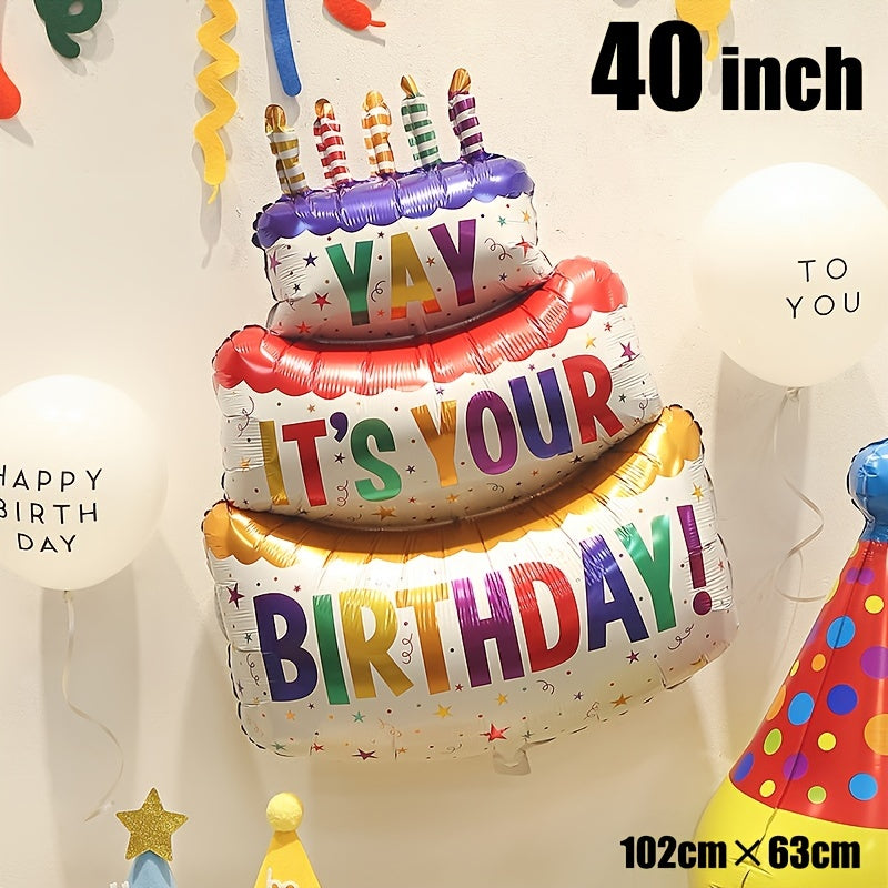 40 Inch Happy Birthday Cake Decoration Balloon - Party Supplies