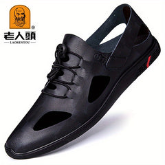 LAORENTOU Leather Hollow Out Sandals