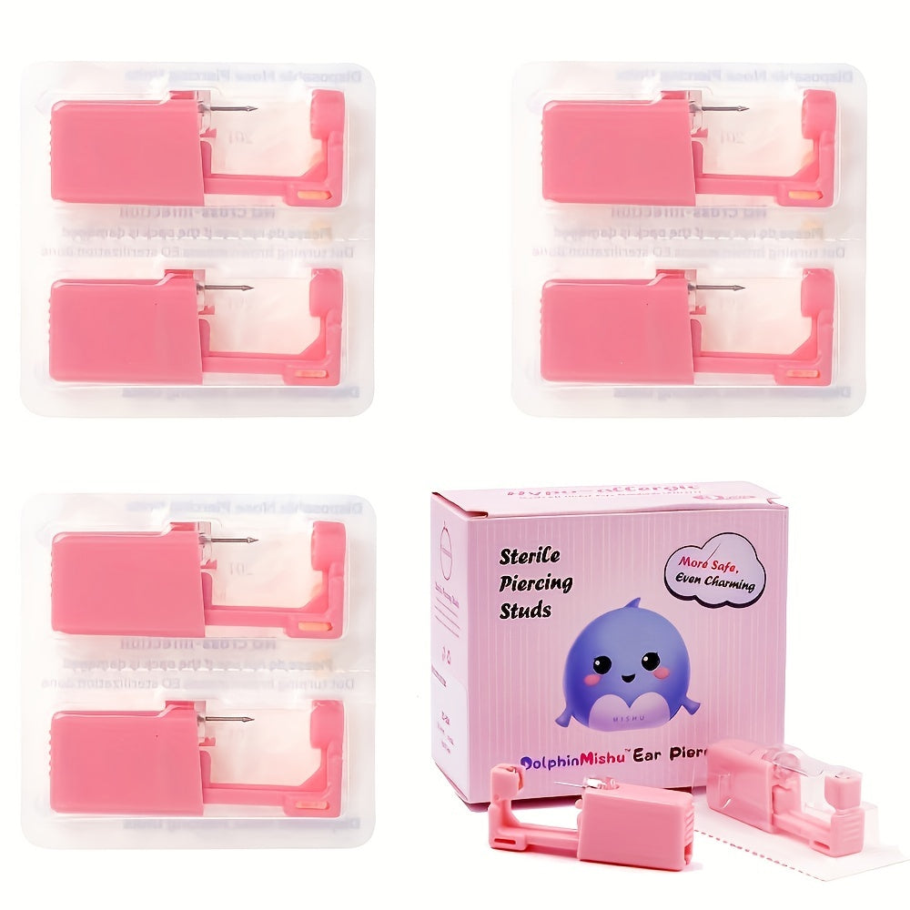 6PCS Pink Ear Piercing Kit Disposable Self Ear Piercing Gun Kit