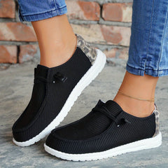 Leopard Print Lace-Up Flats Outdoor Low Top Shoes