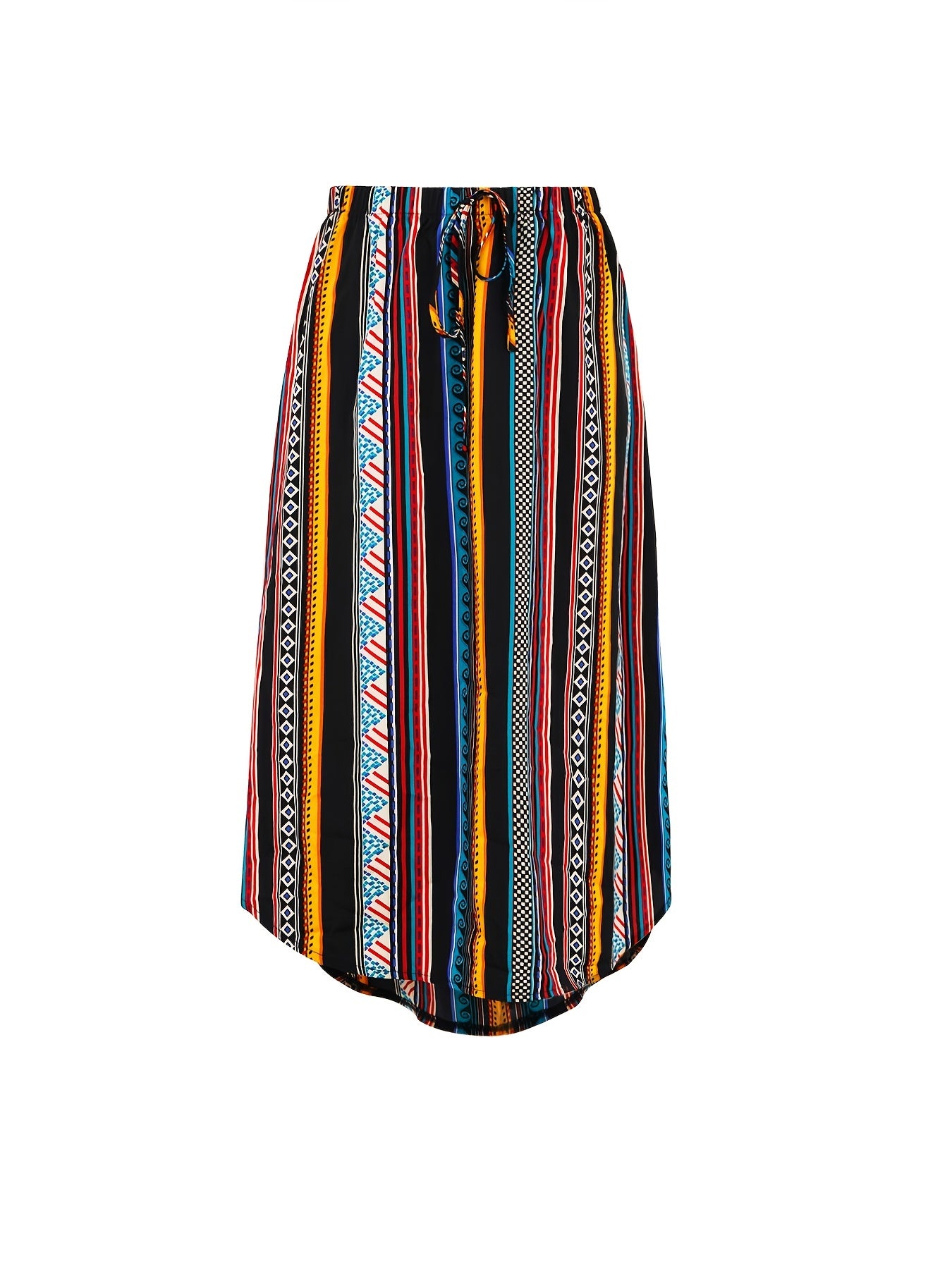 Geo Print Drawstring Skirt for Women