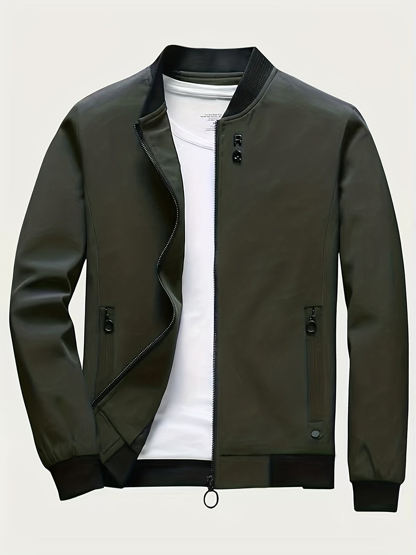 Men's Stand Collar Windbreaker Zip Up Jacket