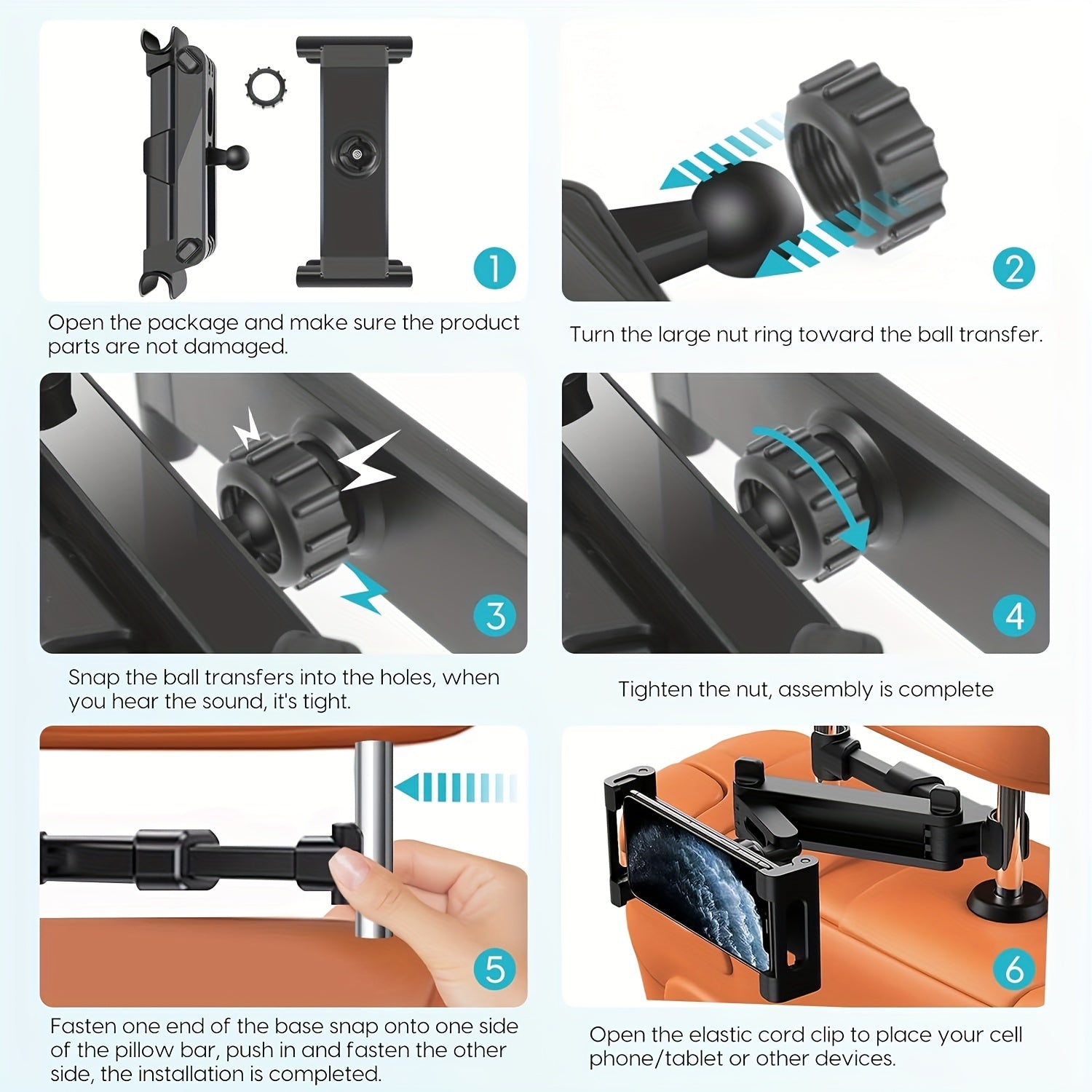 Car Tablet Holder Headrest Mount for iPad Air Mini, Phones, Tablets