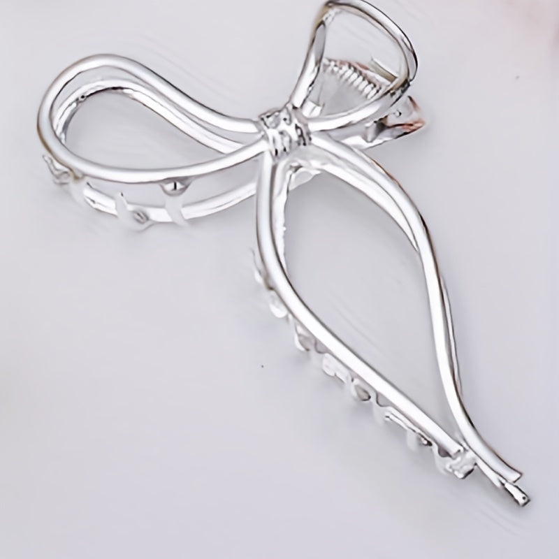 5pcs Metallic Bow Shaped Hair Claw Clip Non-slip Hair Claw for Thick Thin Hair