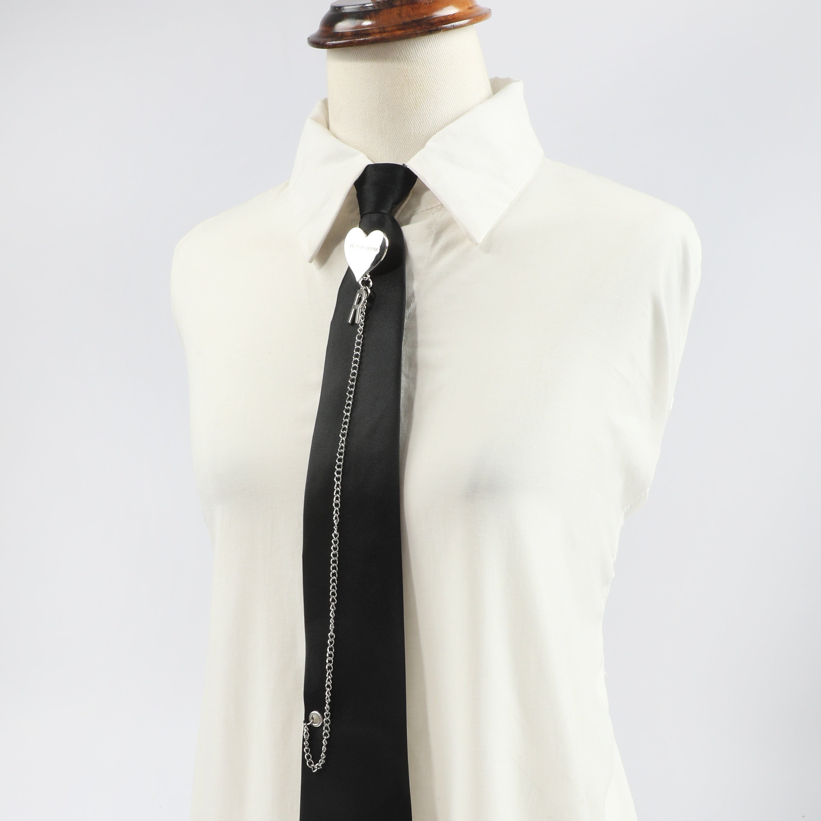 Heart Chain Tassel Necktie Casual Tie For Women
