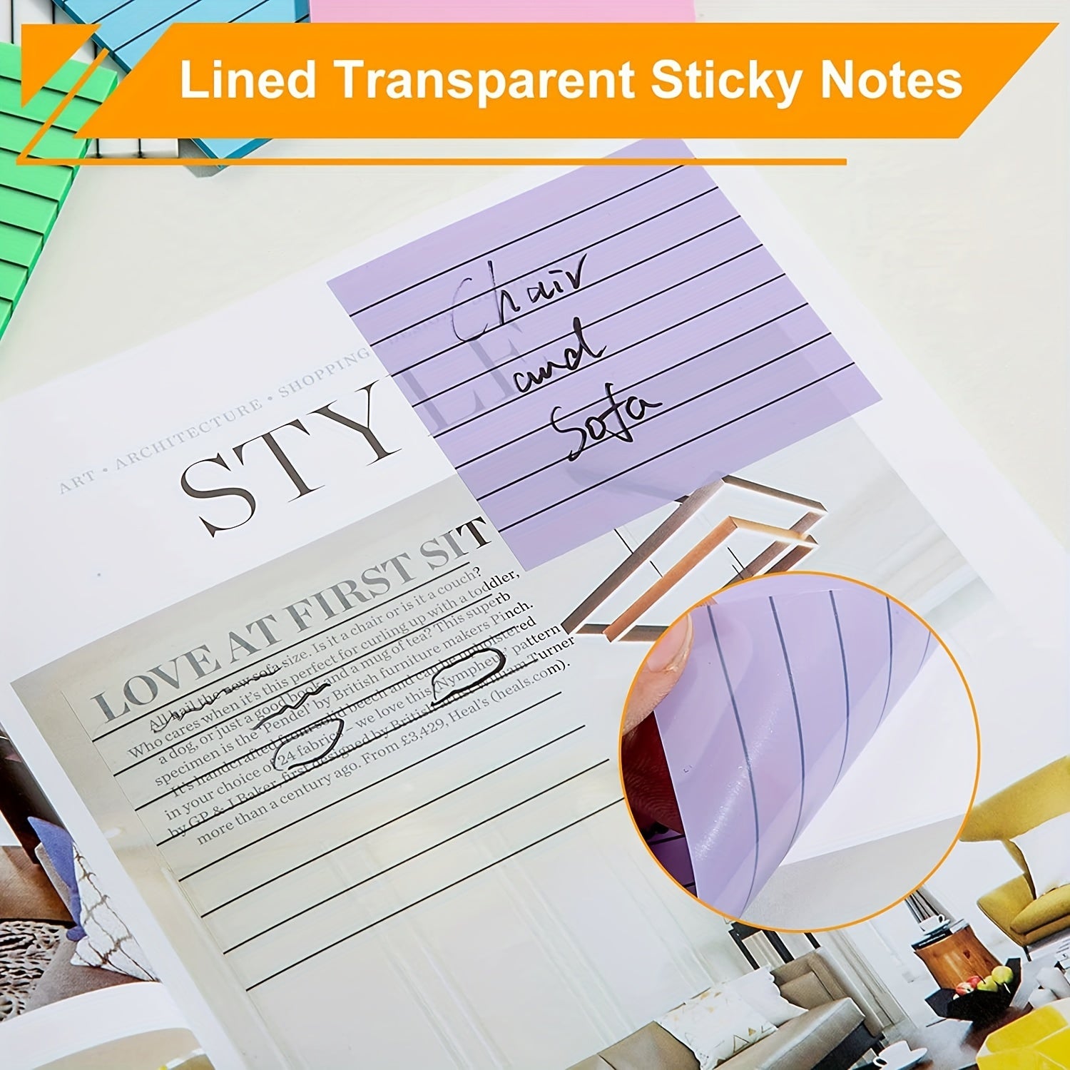 300 Lined Transparent Sticky Notes 6 Pads Soft Clear Translucent See Through