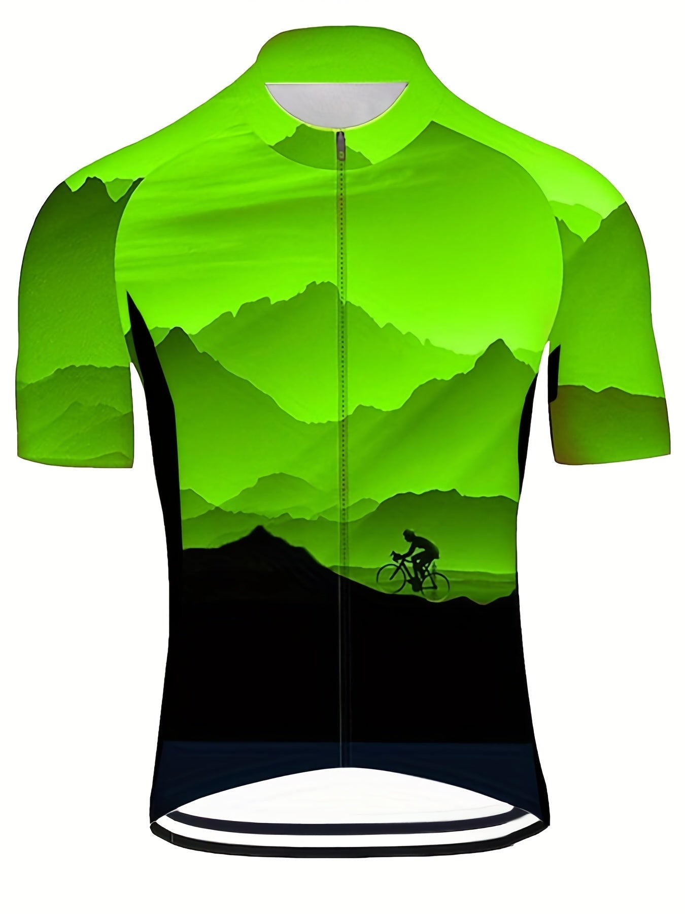 Men's Mountain Print Cycling Jersey Quick Dry Bike Shirt