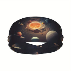 Galactic Inspired Unisex Sports Headband Sweat Wicking Polyester