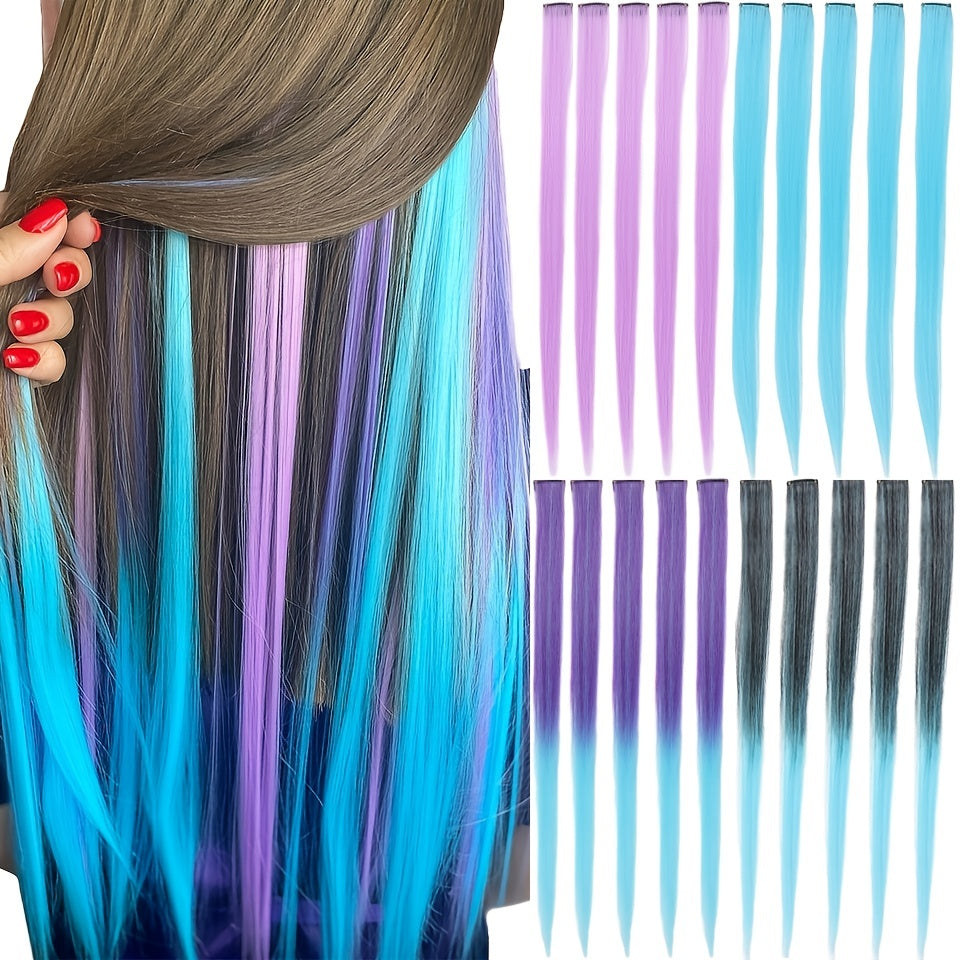 Colorful Straight Hair Extension Clip In Hairpiece