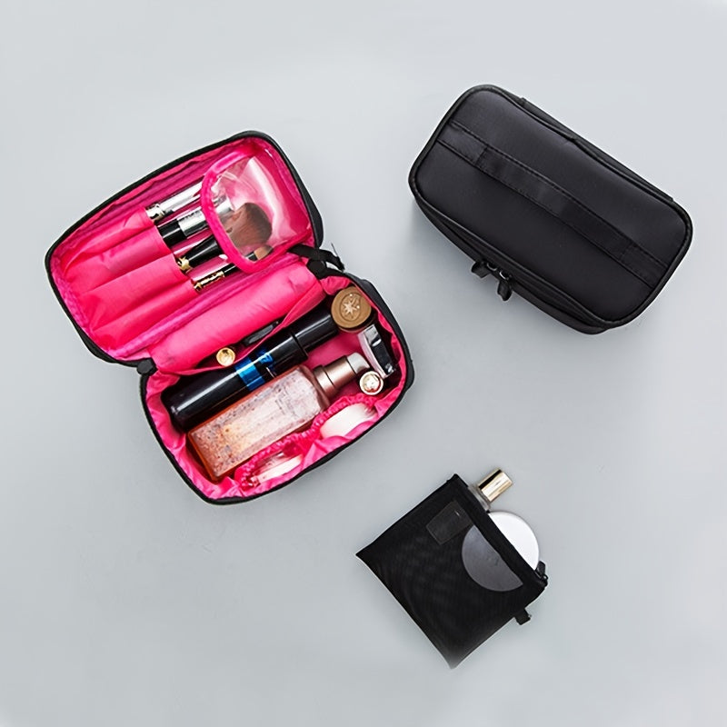 Portable Top Handle Cosmetic Bag Zipper Brush Organizer Makeup Storage Bag