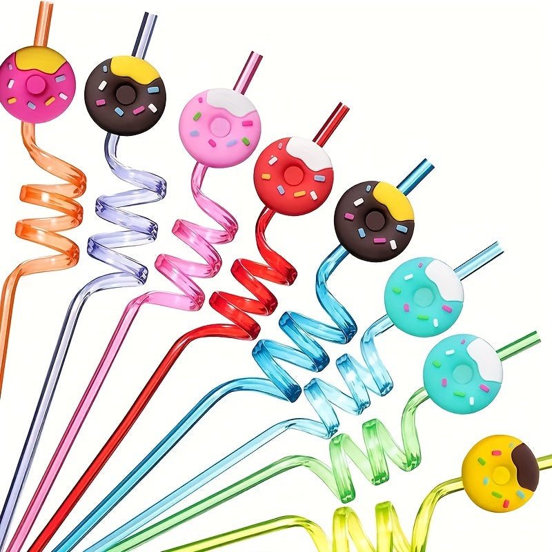 8pcs Donut Straws Party Favors Girls Donut Party Supplies