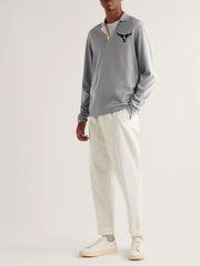Bull Pattern Knit Polo Shirt Men's Casual Lapel Pullover Sweater