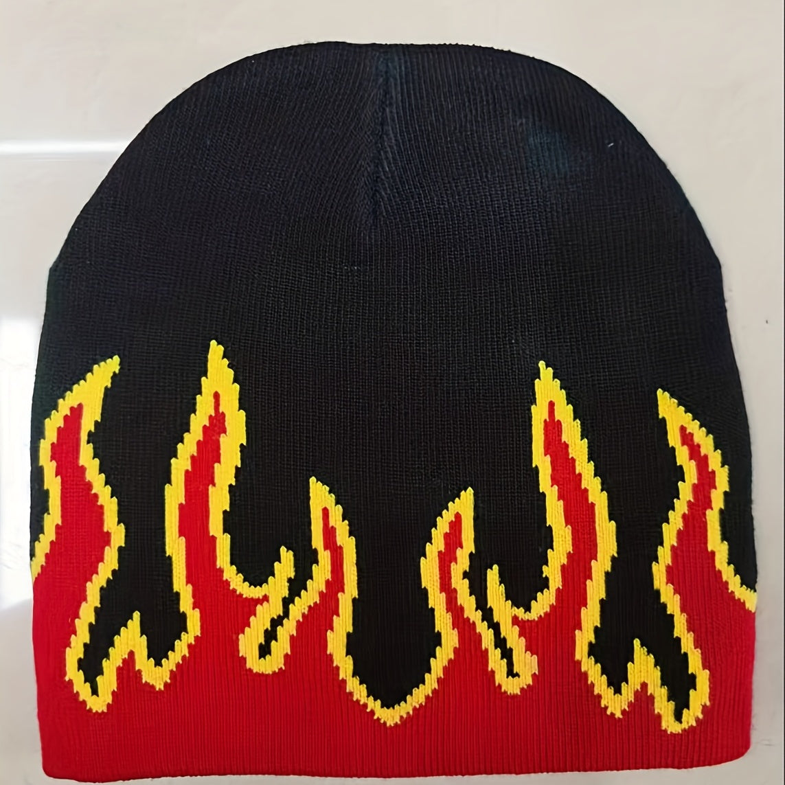 Y2K Flame Jacquard Beanie Unisex Hip Hop Knit Hat