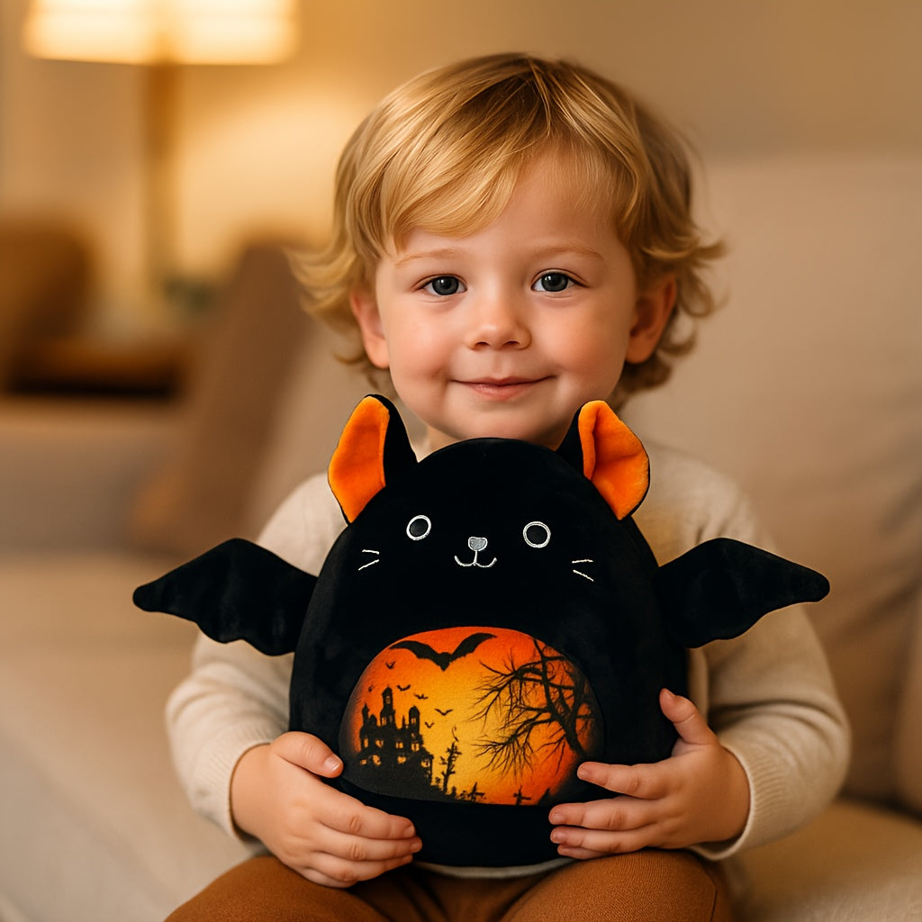 Halloween Cat Plush Toy Bat Ear Stuffed Animal Soft Plush Doll