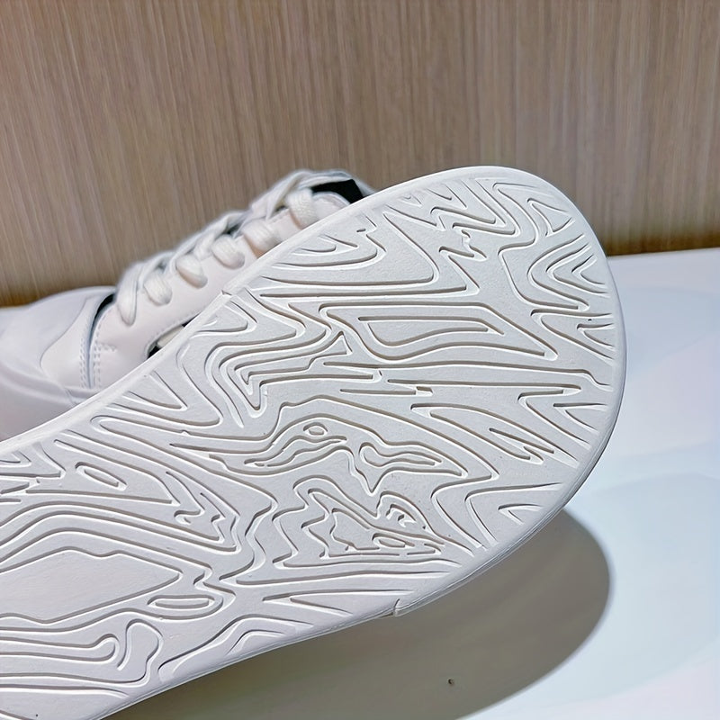 Checkboard Pattern Faux Leather Low Top Sneakers