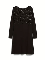  Casual Dress Long Sleeve Round Neck Mini Dress
