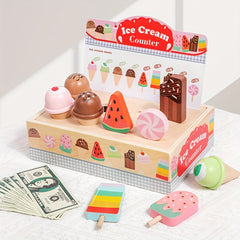 Wooden Ice Cream Truck Play Kitchen Counter Toy