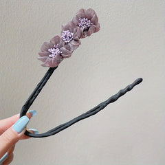 Flowers Organza Twist Hair Pin Buns Hairpin For Women