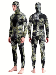 Men's Neoprene 3mm Hoodie Wetsuit Camo Mid Stretch Full Suit